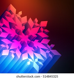 Neon snowflake  vector background abstract winter concept
