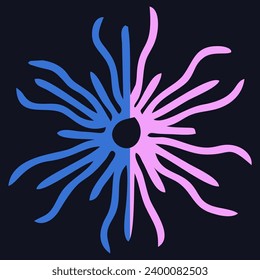 Neon Snowflakes Illustration. Neon Snowflakes vector for craft design. Two color mandala. Glowing Snowflakes.