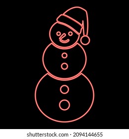 Neon snowman red color vector illustration image flat style light