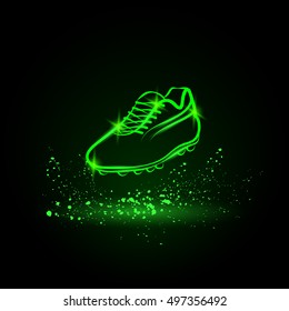 Neon Soccer Shoes Illustration. Vector Sports Background.