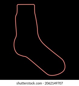 Imagen vectorial de color rojo calcetín de neón estilo plano de luz