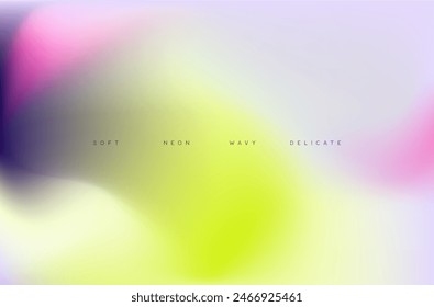 Página de aterrizaje de gradiente de ondas de fluido blando de neón. Diseño de fondo de forma suave de flujo moderno morado, verde y rosa para cubierta, Anuncio, póster, volante, presentación, publicidad
