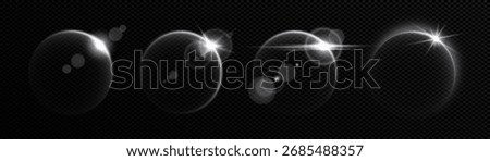 Neon solar moon eclipse effect with glowing light flares, creating a shining ring around a round moon-like sphere. The circular halo radiates with vibrant shine, cosmic atmosphere in space, vector.