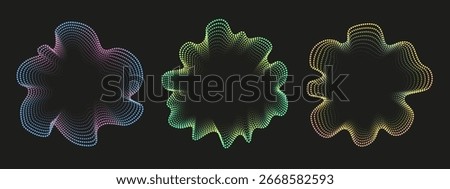 Neon sound wave in circular form. Vector equalizer spectrum for music visualization, voice signals, and radar graphics