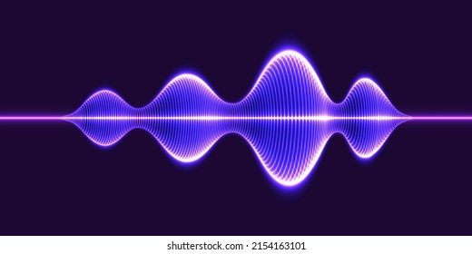Neon sound wave, music equalizer. Vector illustration.