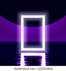 Neon space light frame background. Vector illustration