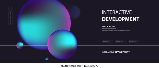 Neon space modern abstract liquid poster design, abstract design for web landing banner