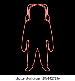 Neon spaceman red color vector illustration flat style light image