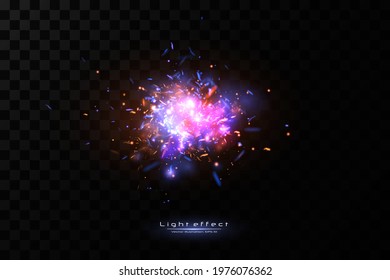 
Neon sparks. Light explosion of particles.
