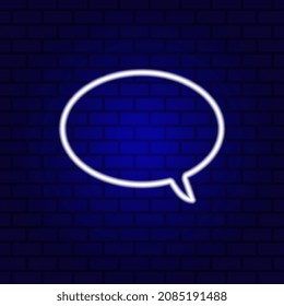 Neon Spech Bubble Banner on Brick Background.
