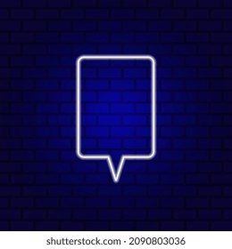 Neon Spech Bubble Banner on Dark Empty Grunge Brick Background.