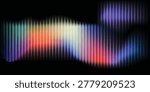 Neon spectral arc on black, prismatic rib texture, high-contrast glow, cyberpunk mood, gradient ripple glass background. Vector