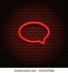 Neon speech bubble frame sign. Red neon lamp