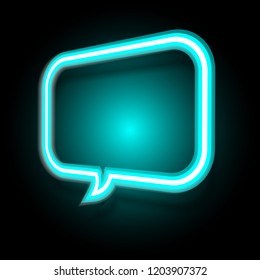 Neon speech bubble on dark background, stock vector