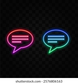 Neon Speech Bubbles Design Elements.