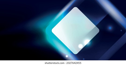 Neon speed arrow and line shapes background. Hi-tech concept with shiny backdrop. Bright flare light effect in the dark