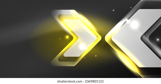 Flecha de velocidad estrecha y fondo de líneas. Concepto de alta tecnología con un fondo brillante. Efecto luminoso luminoso en la oscuridad