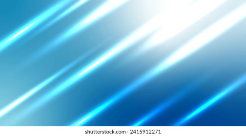 Neon Speed Blue Gradient Blurry Light Lines Pattern Background. Abstract Art Wallpaper. Vector Illustration. Banner. Backdrop