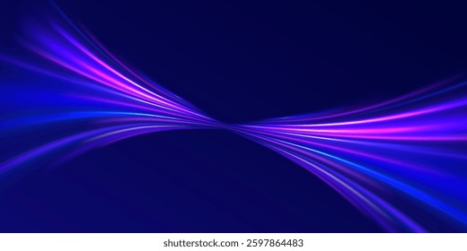Neon Speed Highway: A Futuristic Journey Through Glowing Light Trails in a Cyber World of Motion and Energy, Where the Blue and Purple Streaks Illuminate the Path to the Unknown, Blending Technology 
