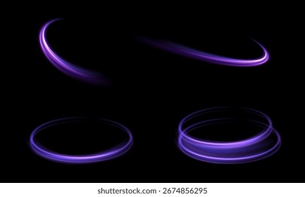 Neon velocidade fluxo de luz na forma de torção, curva, arco de luz, volta, grupo de cores, criando portal de movimento fantástico e efeito visual .