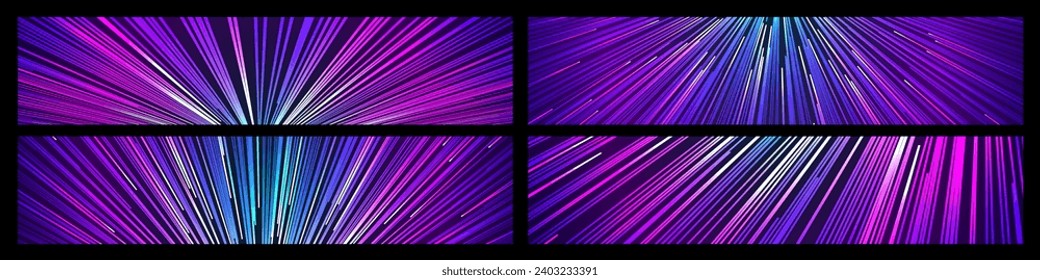 Neon speed line background set stripe and radial effect