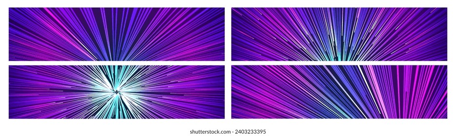 Neon speed line background vector set