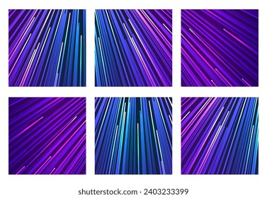 Neon speed line background vector set