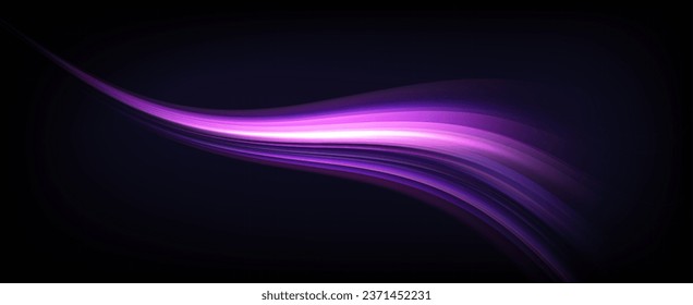 Neon speed lines. Dynamic light motion traces. Light trace wave, trace line.	