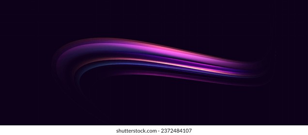 Líneas de velocidad de neón. Rastros dinámicos de movimiento de luz. Ola de seguimiento ligera, línea de seguimiento.	