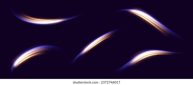 Neon speed lines. Dynamic light motion traces. Light trace wave, trace line.	
