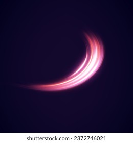 Neon speed lines. Dynamic light motion traces. Light trace wave, trace line.