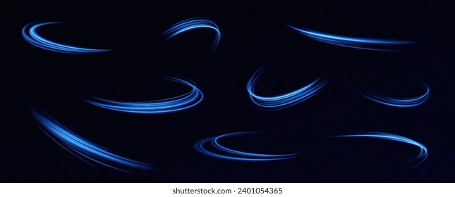 Neon speed lines. Dynamic light motion traces. Light trace wave, trace line.Futuristic neon light lines. Light movement effect, Neon speed lines.	