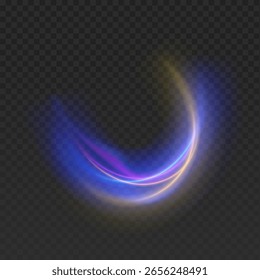 Líneas de velocidad de neón sobre fondo transparente, fondo brillante luminoso. Neón brillante mágico
