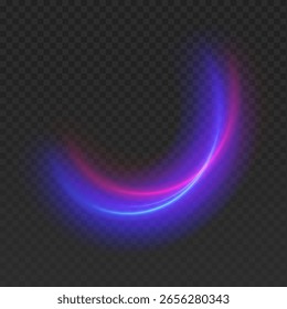 Neon speed lines on transparent background, Luminous bright background. Magic shining neon