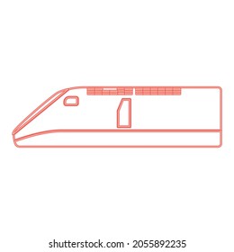 Neon speed train red color vector illustration flat style light image