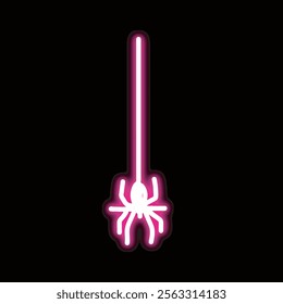 neon spider isolated on black background. spider icon with glowing neon lines. Vector illustration.