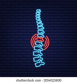 Neon Spine human graphic icon. Human anatomy. Vector stock illustration