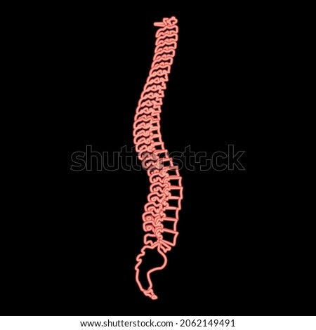 Neon spine red color vector illustration flat style light image