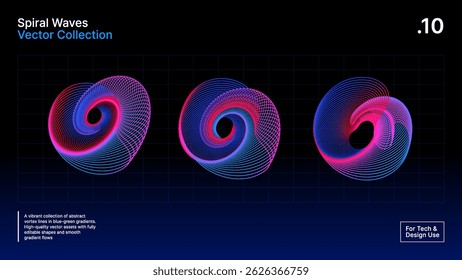 Neon Spiral Vector Design – Spirograph-geïnspireerde gradiëntlijnen in elektrisch roze en blauw