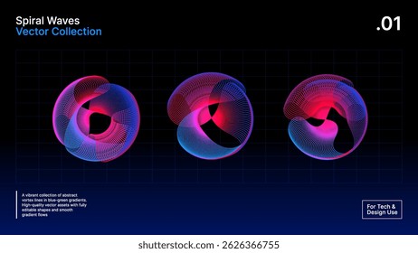 Neon Spirograph Vector Waves – Abstract Pink and Blue Gradient Line Design on Dark Background