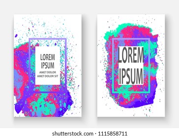 Neon splash artistic cover design. Fluid holographic gradient explosion splatter texture background. Trendy creative template vector Cover Report Catalog Brochure Flyer Product