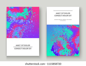 Neon splash artistic cover design. Fluid holographic gradient explosion splatter texture background. Trendy creative template vector Cover Report Catalog Brochure Flyer Product