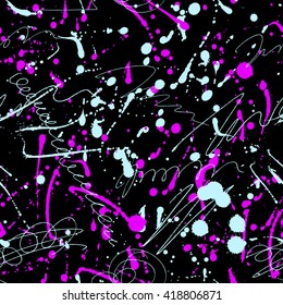 Neon splatter seamless pattern