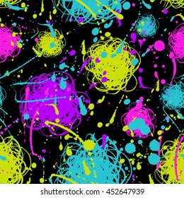 Neon splatter seamless pattern