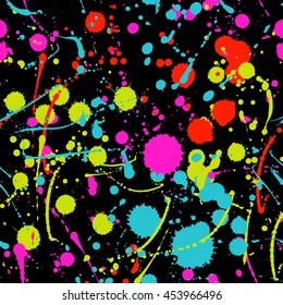 Neon splatter seamless pattern