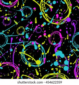 Neon splatter seamless pattern