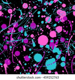 Neon splatter seamless pattern