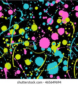 Neon Splatter Seamless Pattern