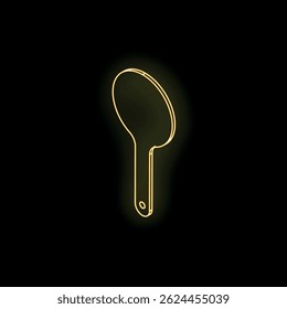 Neon spoon glowing yellow against a dark background, perfect for restaurant signage or food related designs
