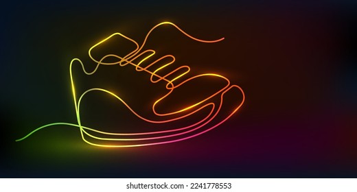 Neon sports shoes.Vector illustration of sneakers.